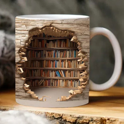 GetMugged™ 3D Library Bookshelf Ceramic Coffee Mug