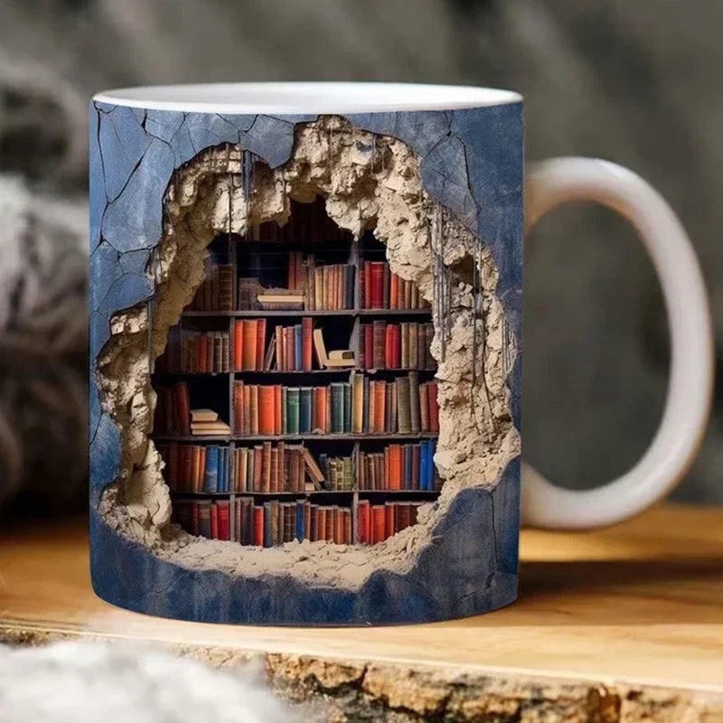 GetMugged™ 3D Library Bookshelf Ceramic Coffee Mug