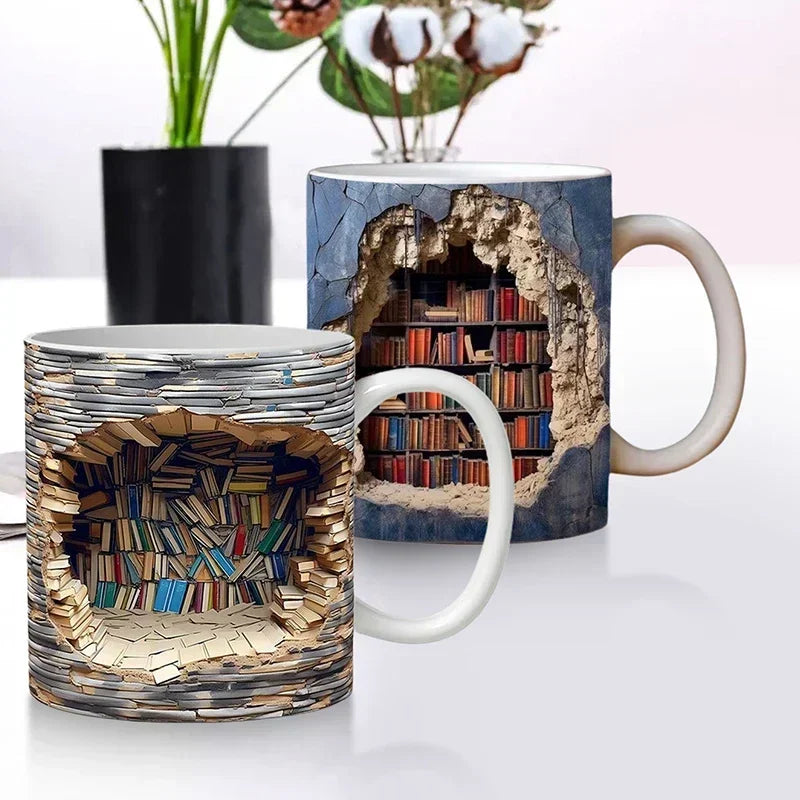 GetMugged™ 3D Library Bookshelf Ceramic Coffee Mug