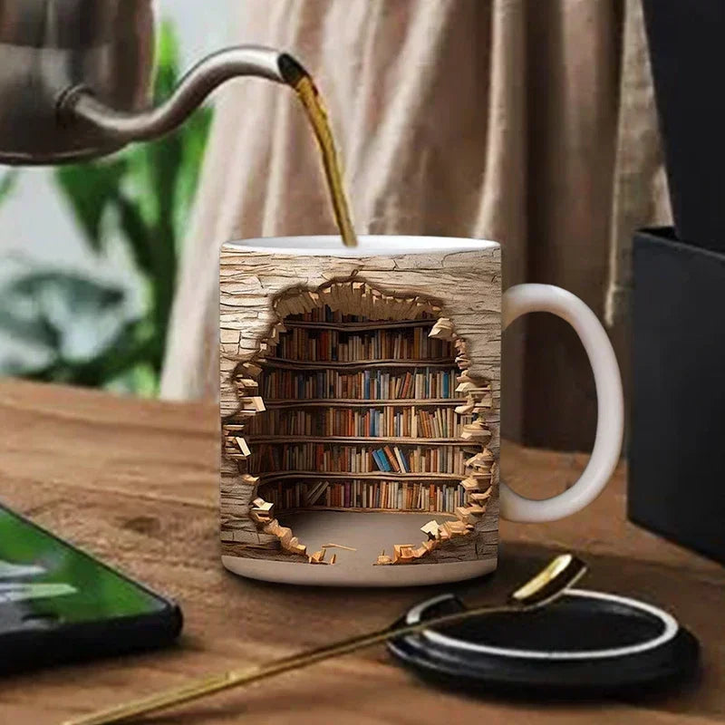 GetMugged™ 3D Library Bookshelf Ceramic Coffee Mug