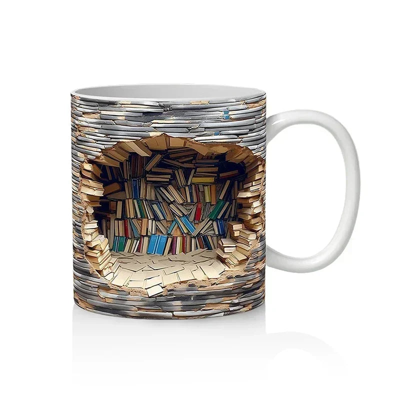 GetMugged™ 3D Library Bookshelf Ceramic Coffee Mug